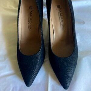 NBW Mauro Teci Black leather 3" pointed heels size Euro 35-1/2